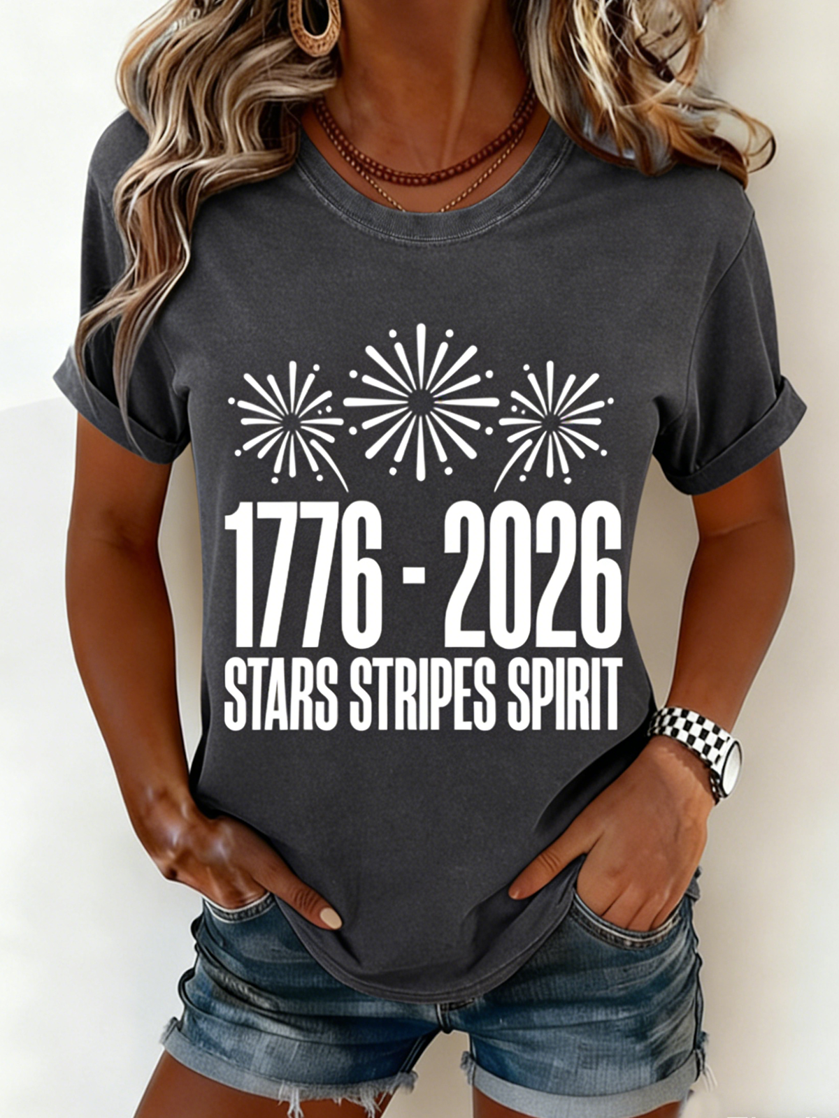 Text Letters Cotton Casual Crew Neck T-Shirt