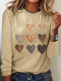 Women's Love Valentine's Day Round Neck Casual Long Sleeve T-Shirt