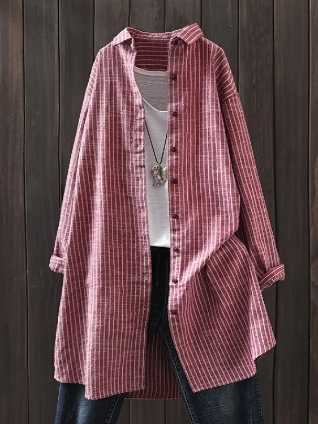 Women's Long Sleeve Shirt Spring/Fall Green Striped Split Joint Polyester Cotton Stand Collar Daily Going Out Casual Top