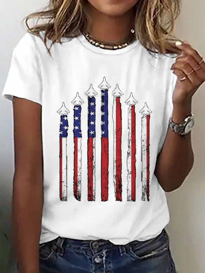 Jersey Crew Neck Casual Independence Day T-Shirt