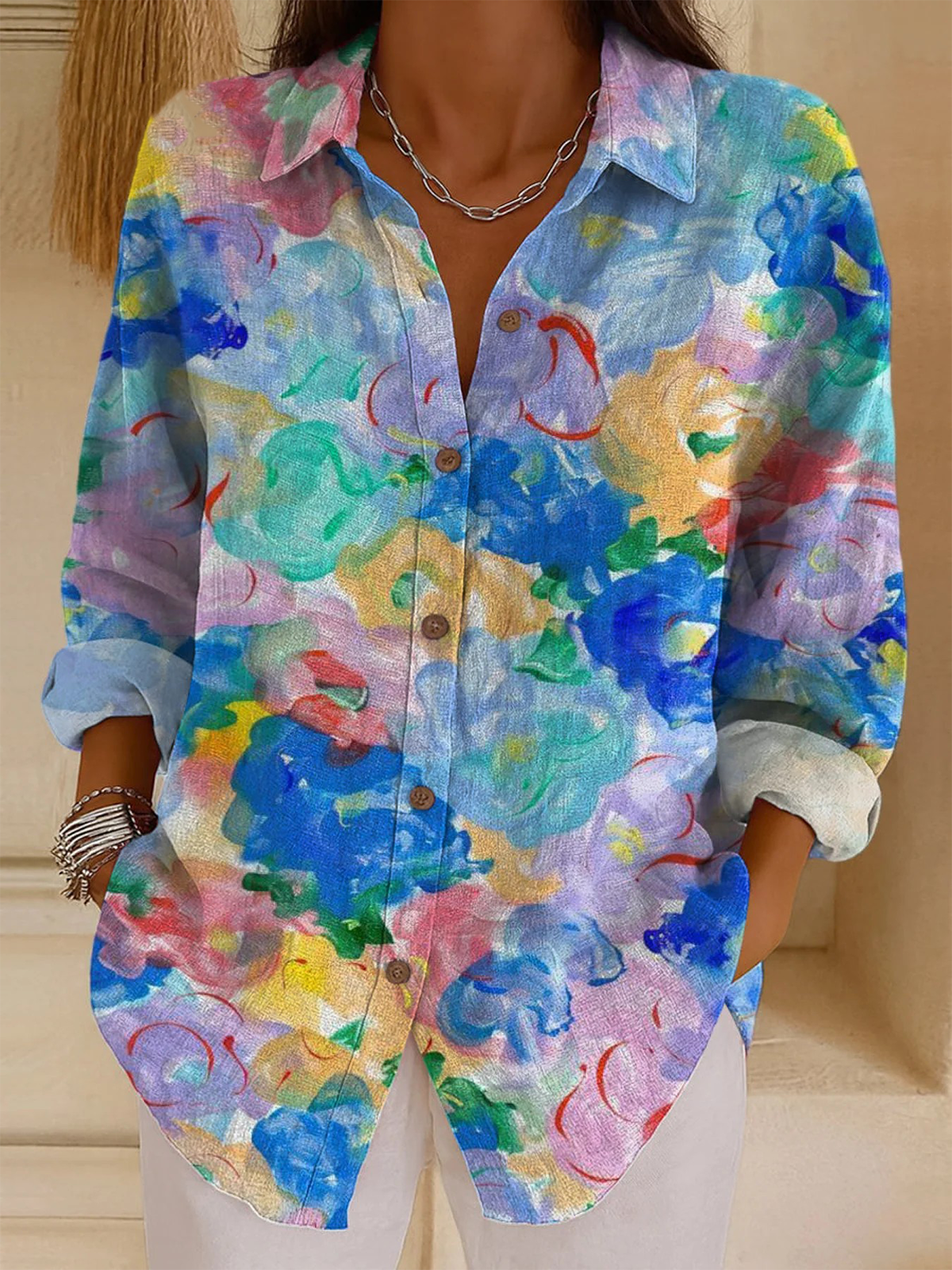 Loose Casual Gradient Pattern Shirt