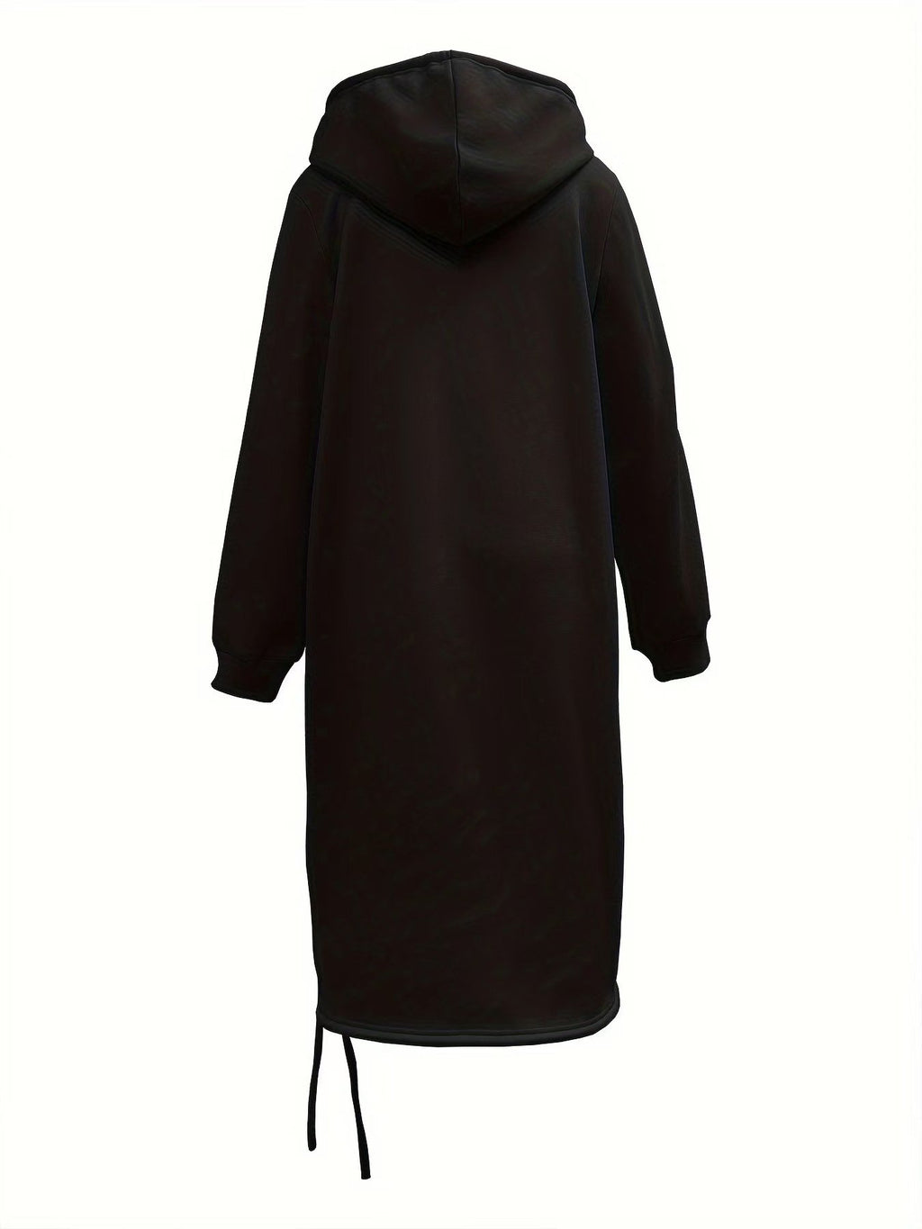 Women's Long Sleeve Spring/Fall Green Plain Split Joint Hooded Daily Going Out Vintage Maxi A-Line Hoodie Dress