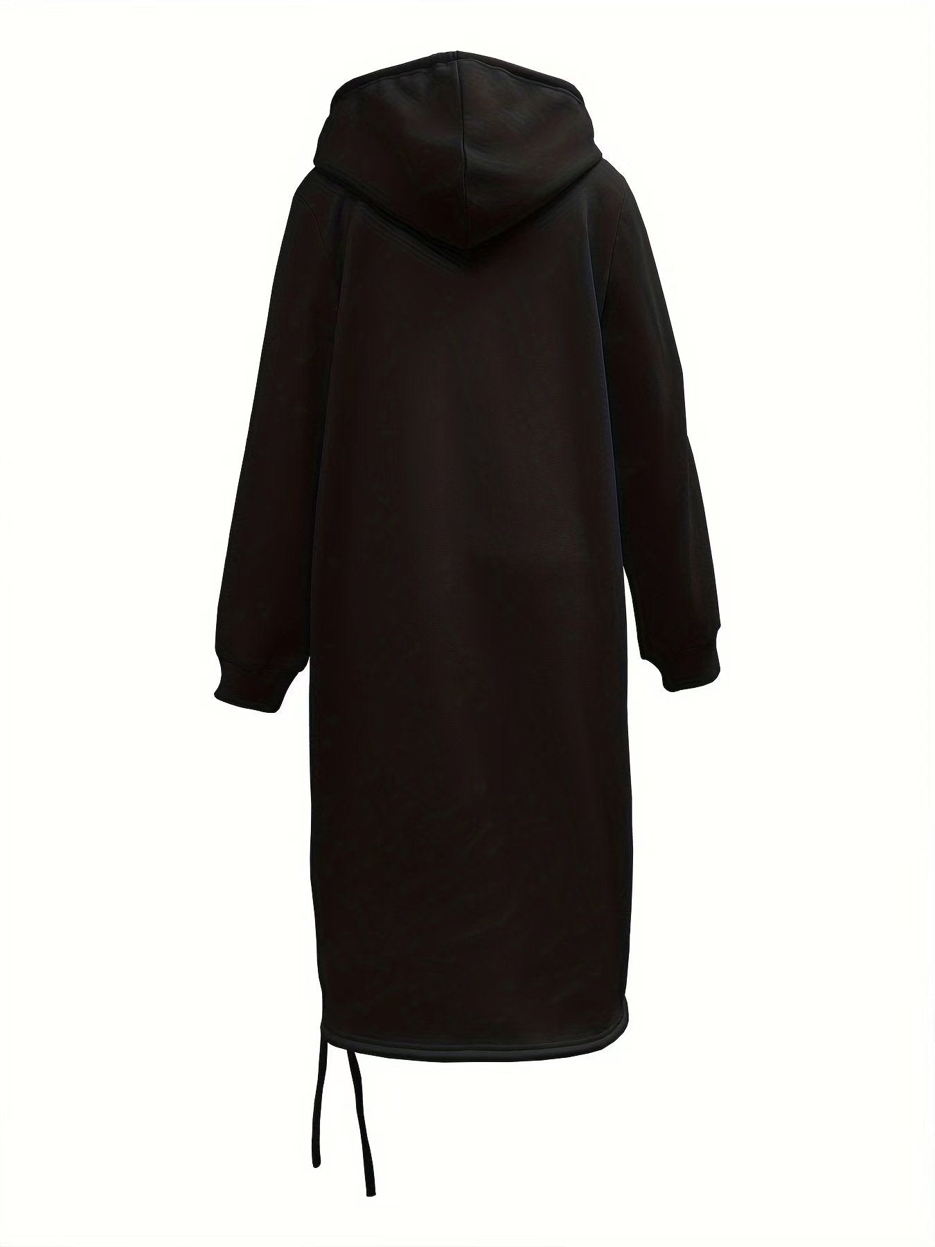 Women's Long Sleeve Spring/Fall Green Plain Split Joint Hooded Daily Going Out Vintage Maxi A-Line Hoodie Dress