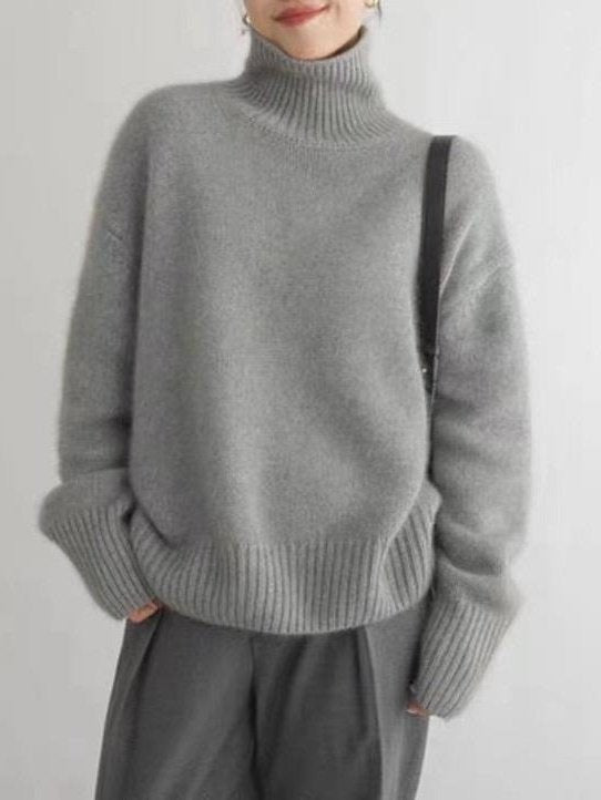 Loose Acrylic Plain Simple Sweater