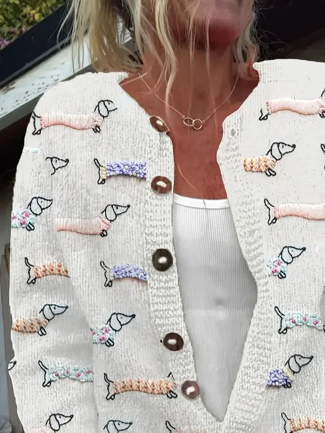 Crew Neck Knitted Vintage Loose Cardigan