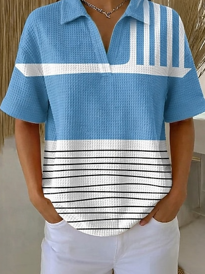 Striped Vintage Polo Collar T-Shirt