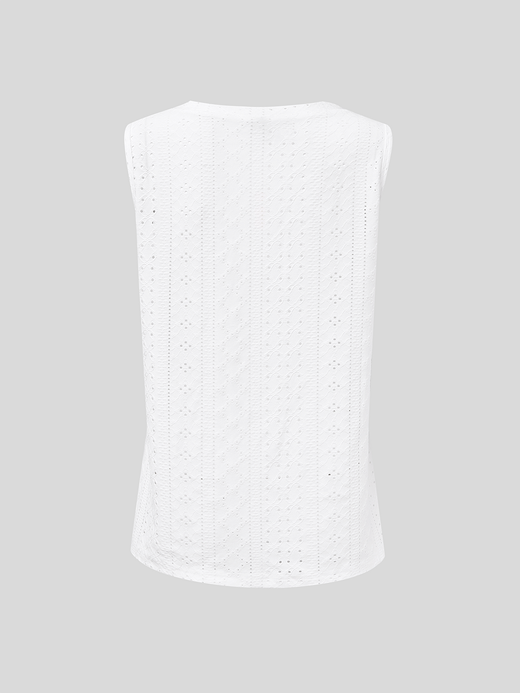 Loose V Neck Casual Buttoned Eyelet Embroidery Front Tank Top