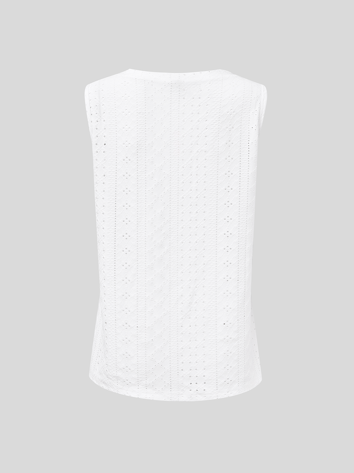 Loose V Neck Casual Buttoned Eyelet Embroidery Front Tank Top