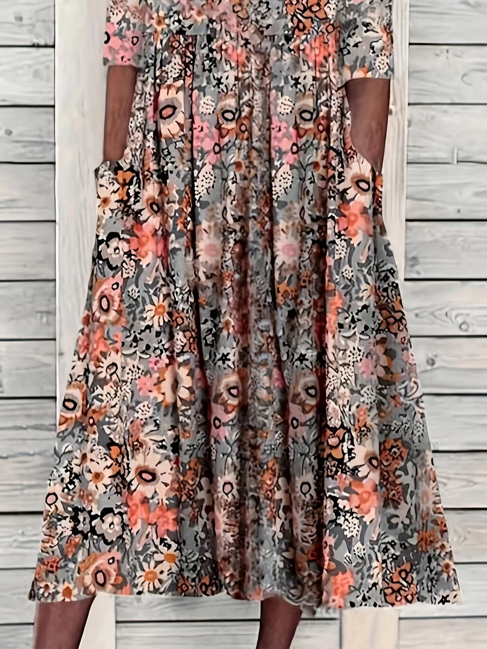 Women's Short Sleeve Summer As Picture Floral Printing Crew Neck Daily Going Out Casual Maxi H-Line Shift Dress Dress