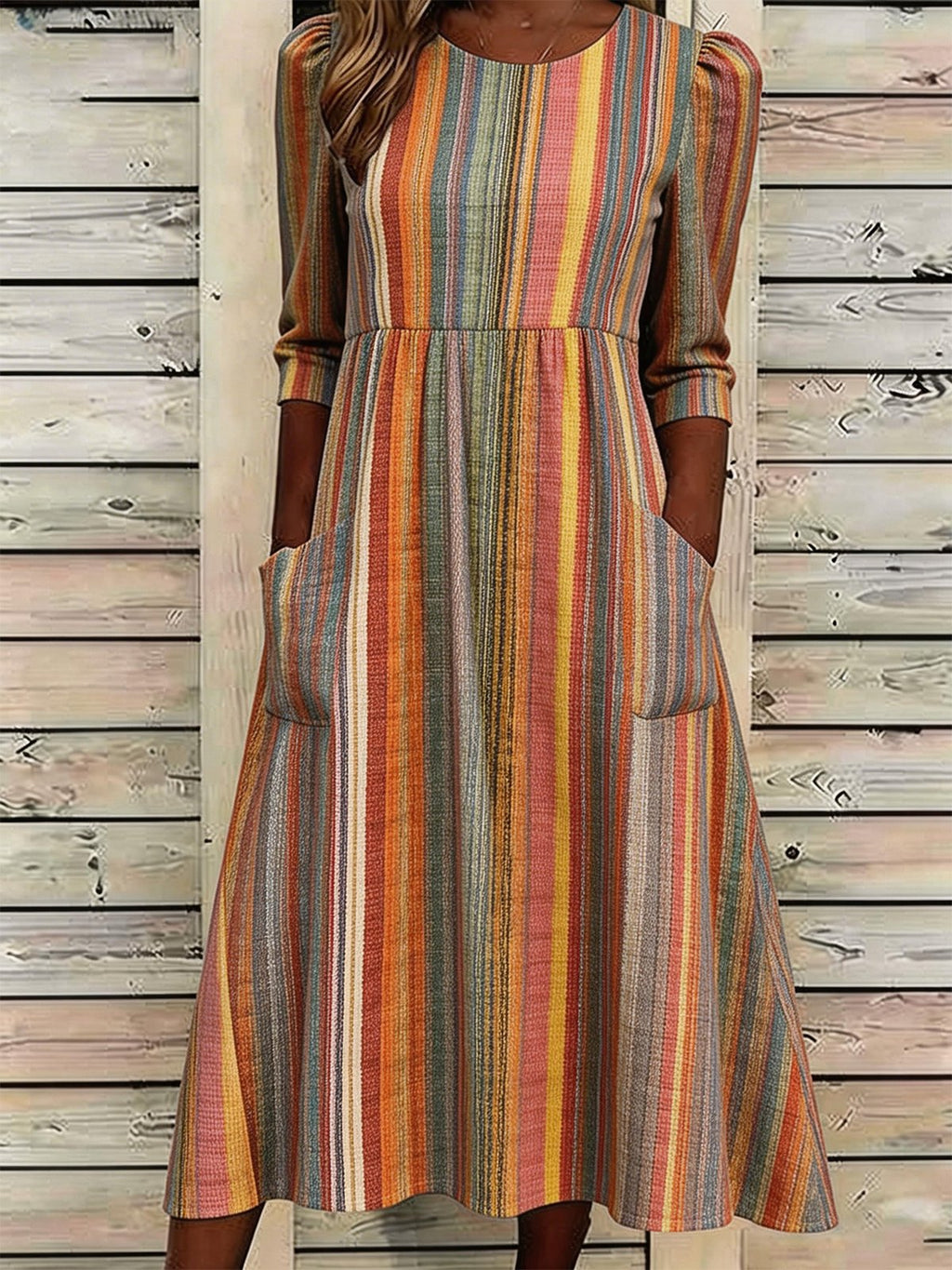 Casual Striped Loose Dress With No