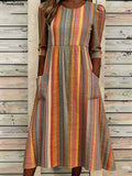Casual Striped Loose Dress With No