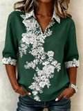 Shawl Collar Vintage Floral Shirt