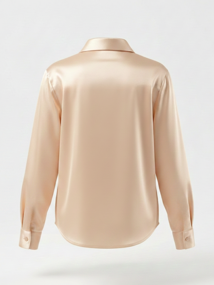 Women's Long Sleeve Shirt Spring/Fall Champagne Plain Split Joint Stand Collar Daily Going Out Casual Top