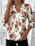 Elegant V Neck Linen Blend Regular Fit Shirt
