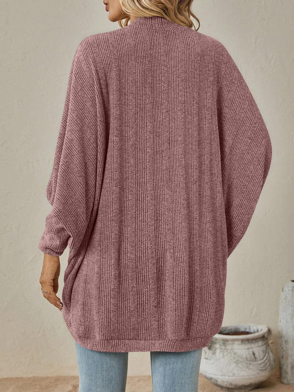 Vintage Wrap Solid Color Mid-length Knitted Cardigan