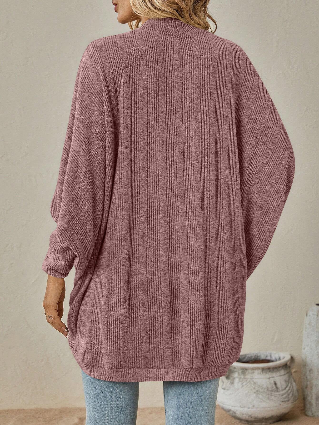 Vintage Wrap Solid Color Mid-length Knitted Cardigan