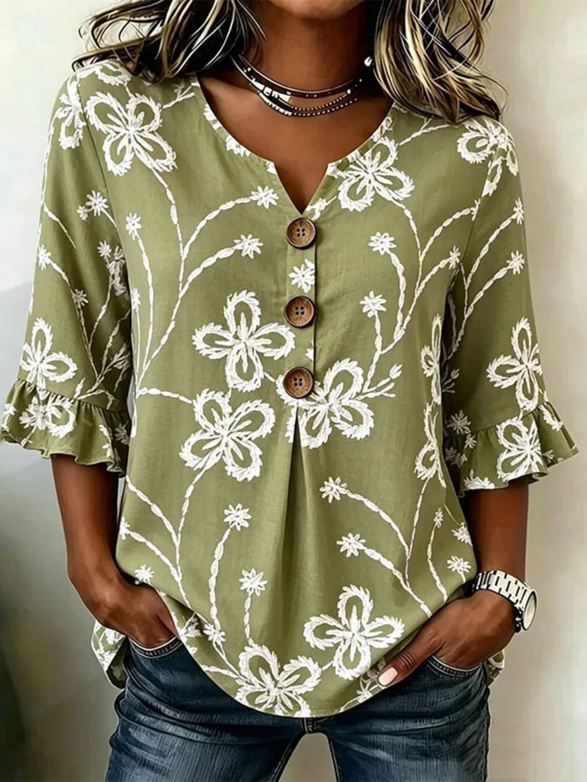 Casual V Neck Blouse