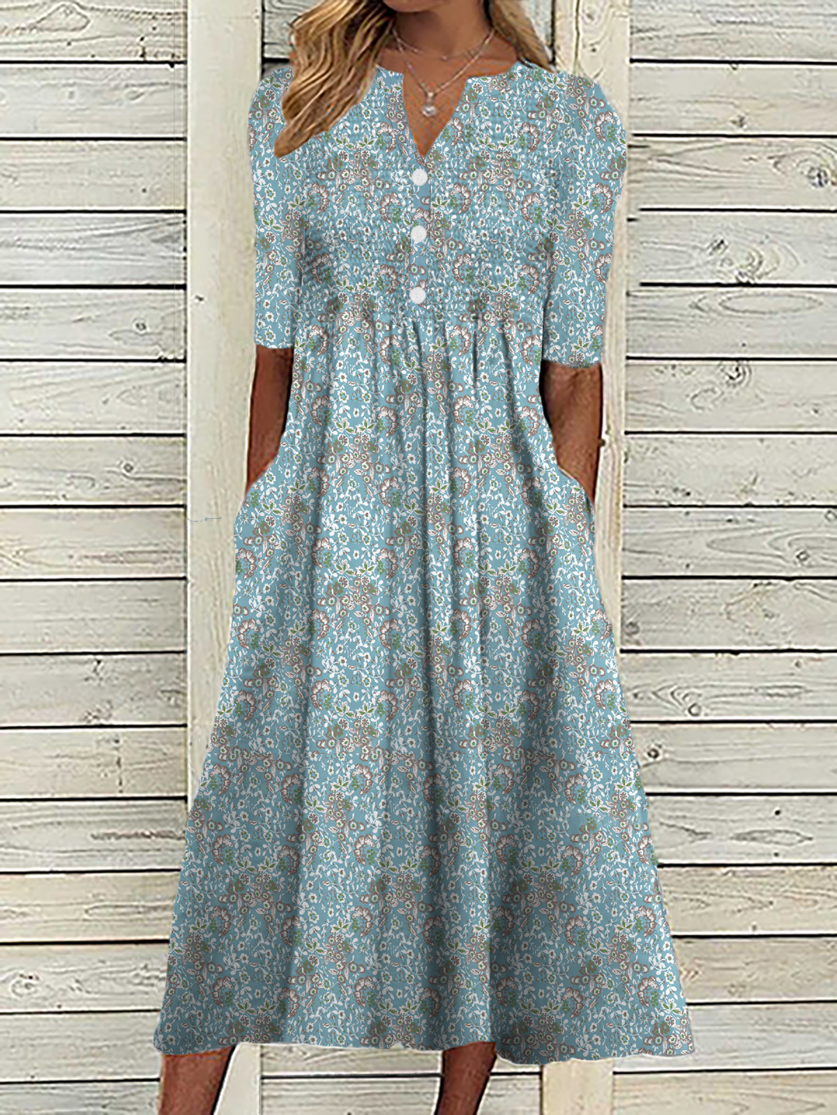 Casual Loose Floral Vacation Dress