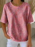 Regular Fit Casual Cotton Abstract T-Shirt
