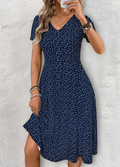 Women's Elegant Short Sleeve V-Neck Dress