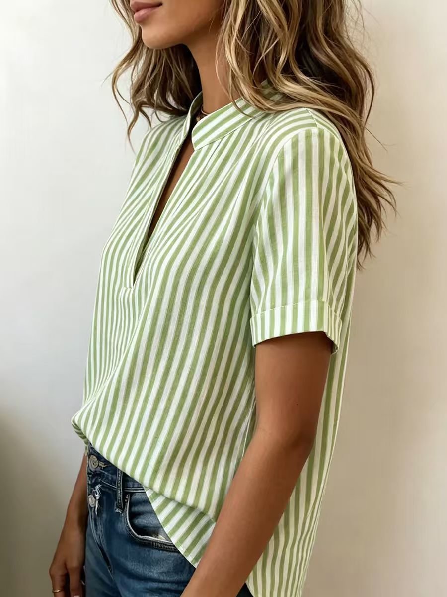 Loose Striped Vintage Others Shirt