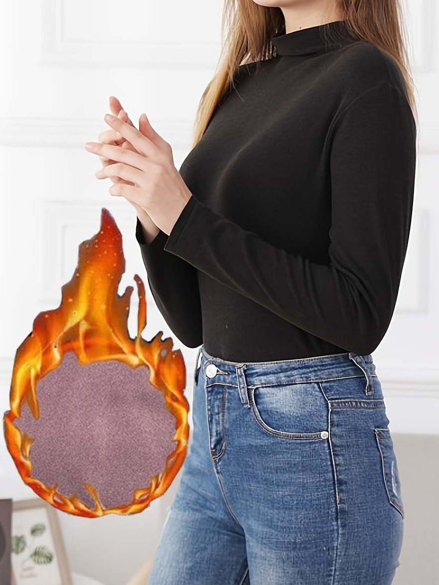 Women's Long Sleeve T-shirt Spring/Fall Color1 Plain Split Joint V Neck Daily Going Out Vintage Top