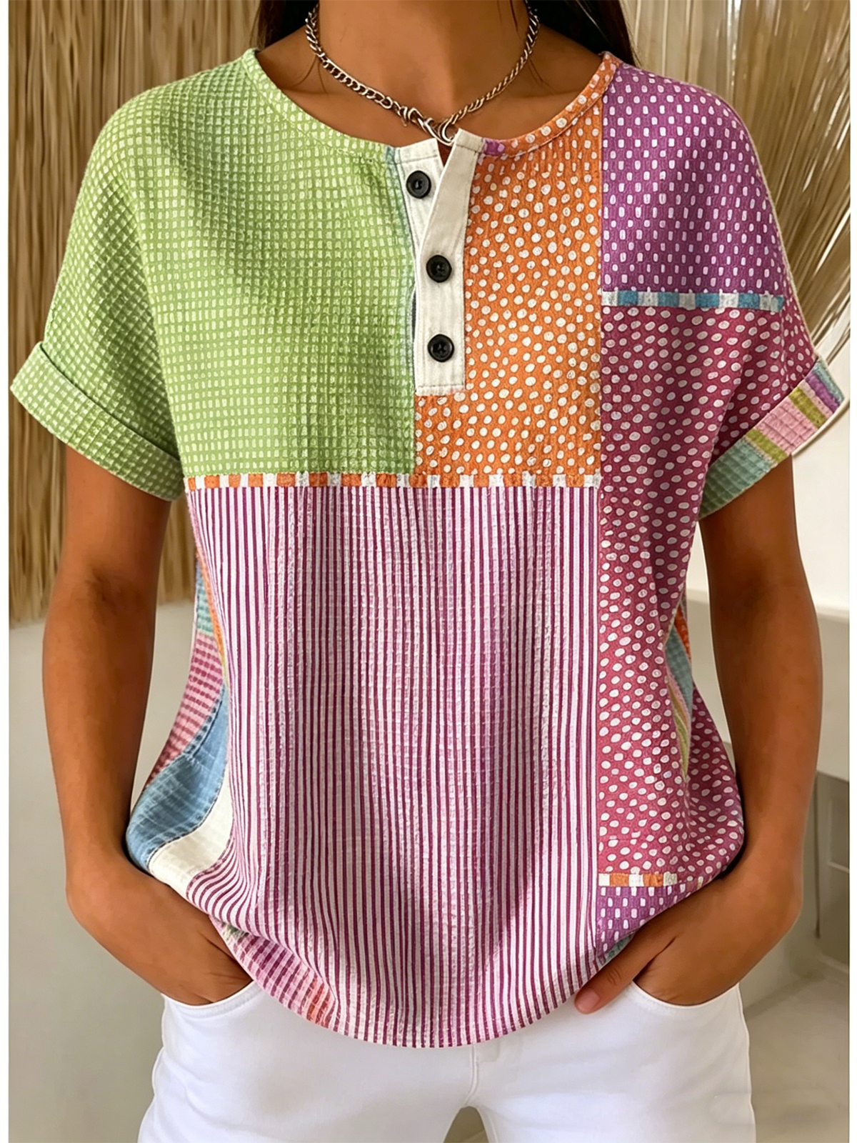 Vintage Geometric Loose Others T-Shirt
