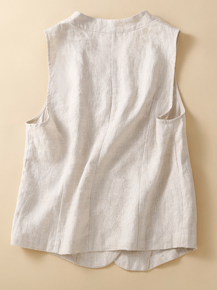 Plain Others Linen Vintage Vest