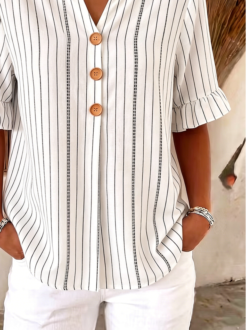Others Striped Loose Vintage Shirt