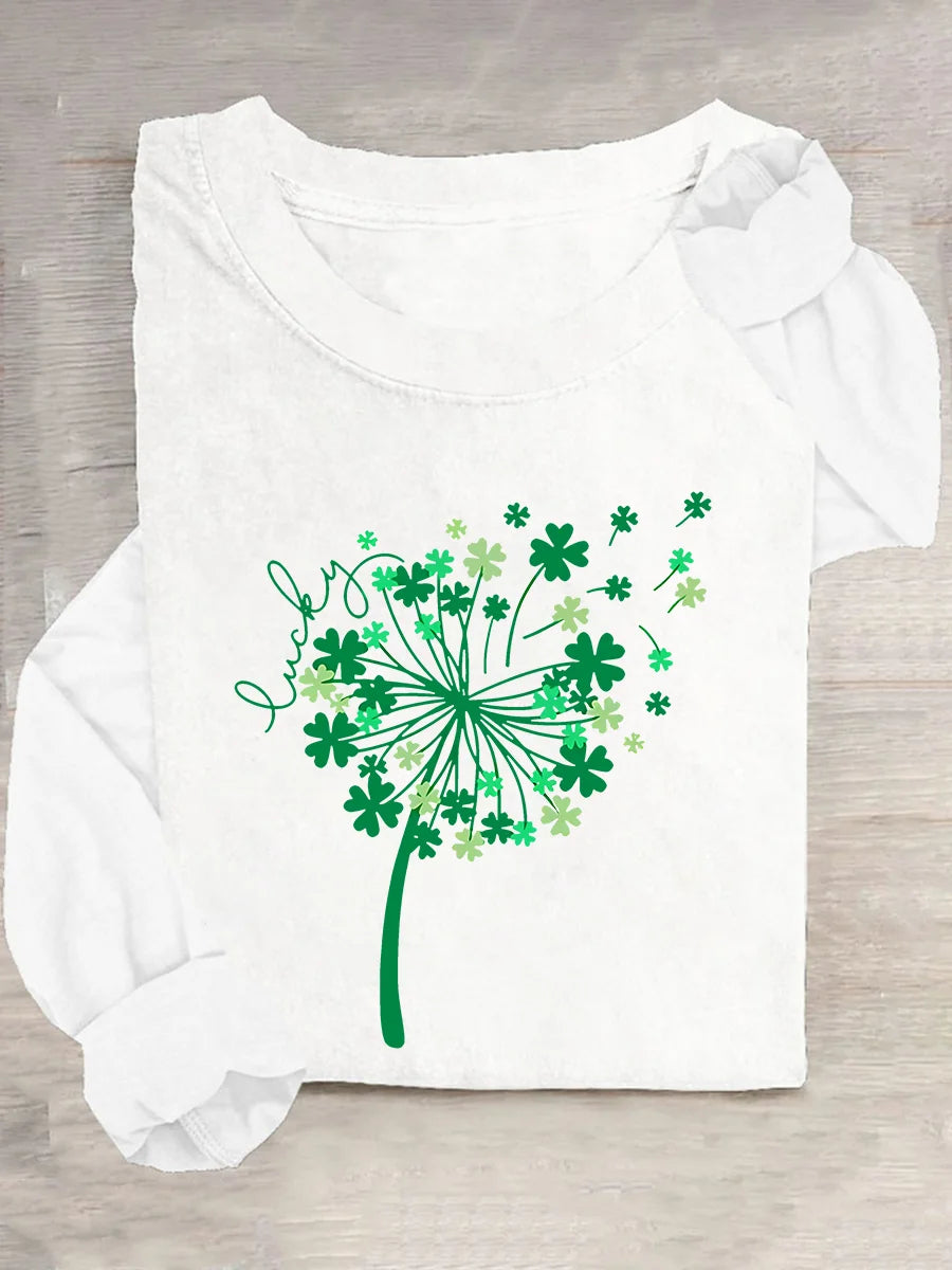 St Patricks Day Dandelion Casual Long Sleeve Shirt