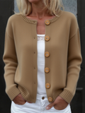 Casual Stand Collar Wool/Knitting Cardigan