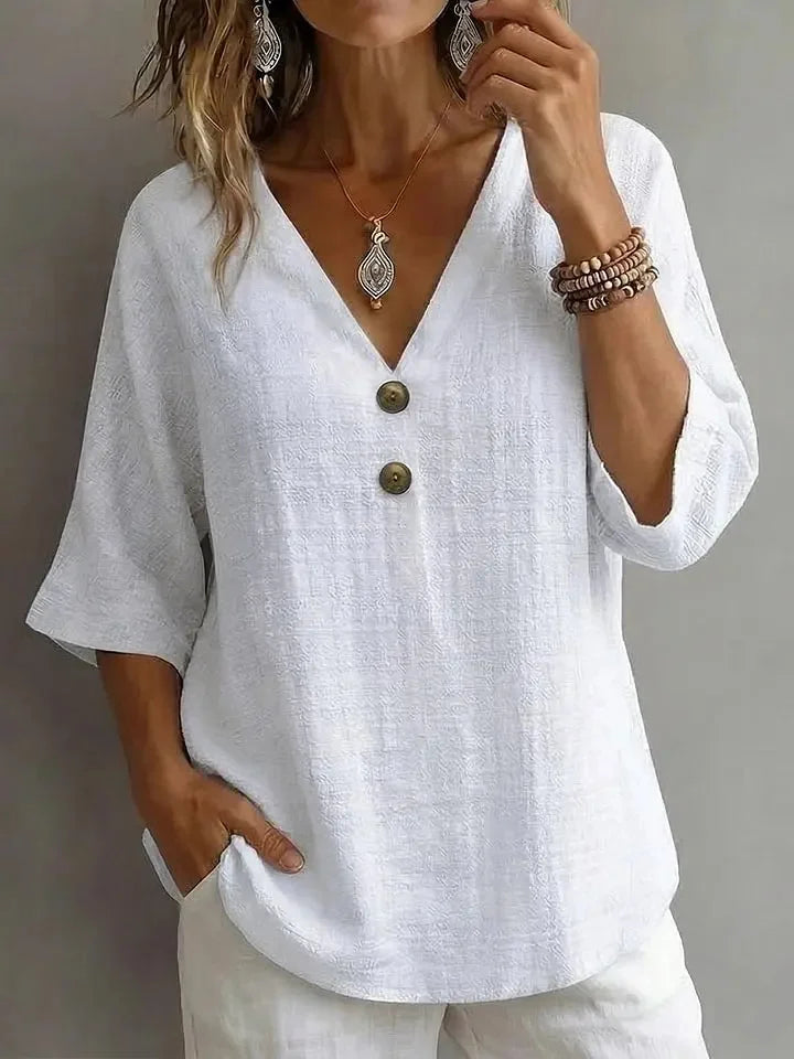 Linen Blend Others Plain Elegant Shirt