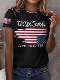 Retro We The People Are Not Ok Print T-Shirt