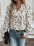 V Neck Loose Polka Dots Casual Blouse