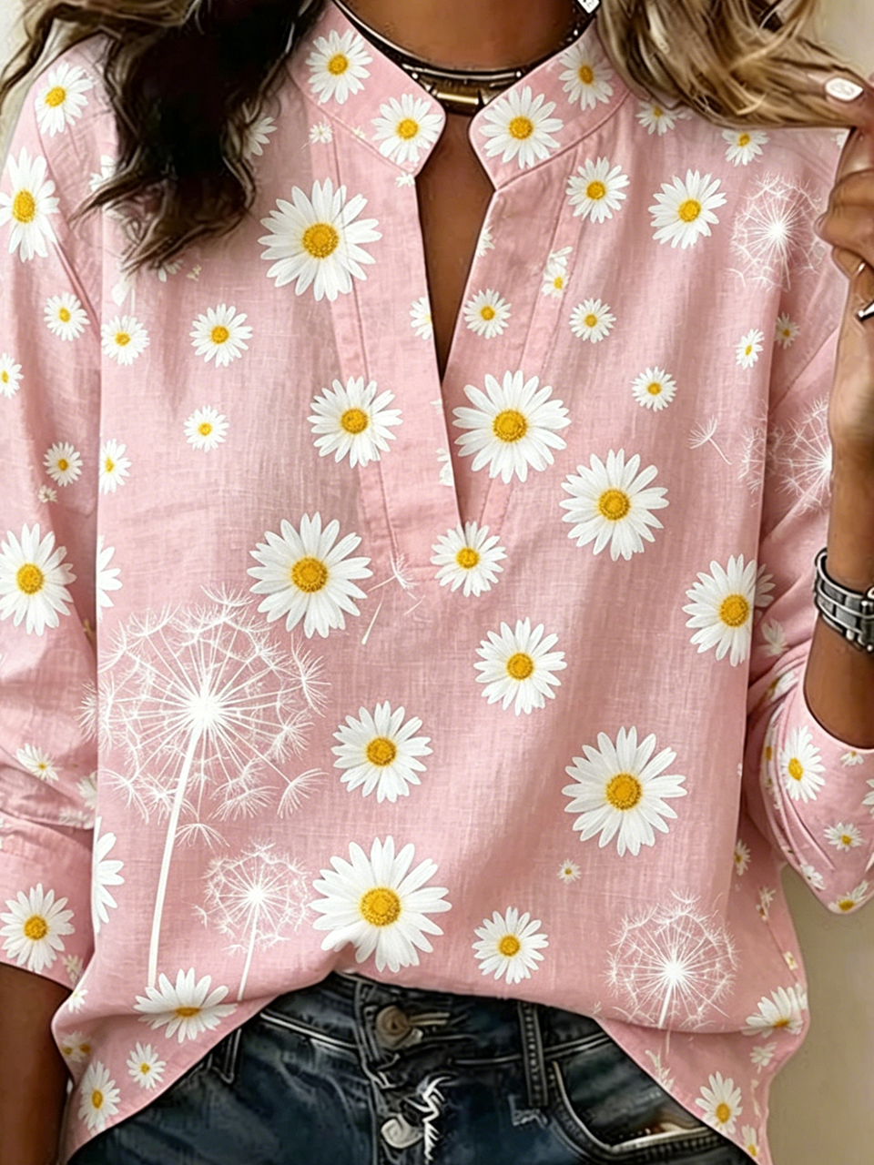 Vintage V Neck Dandelion Blouse