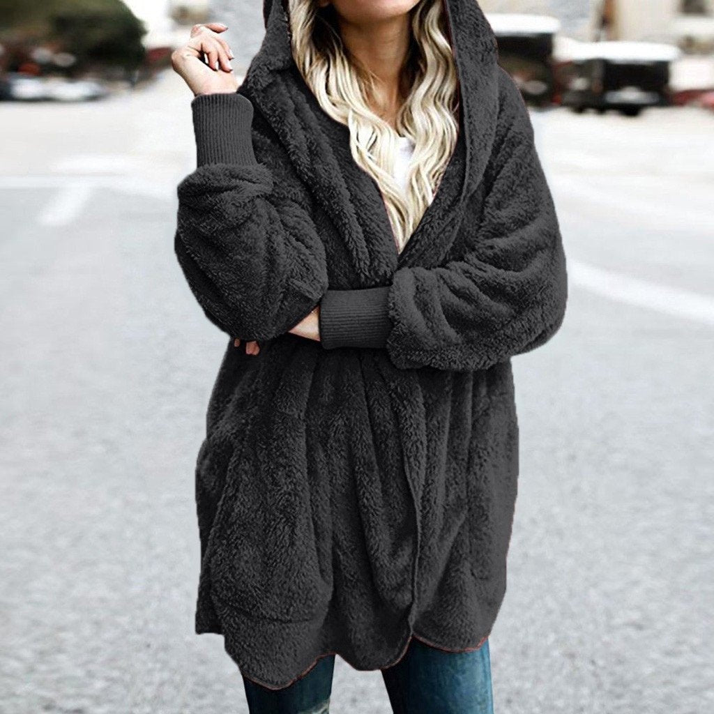 Plain Hoodie Casual Loose Leather & Faux Leather