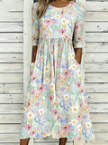 Loose Casual Crew Neck Dress With No