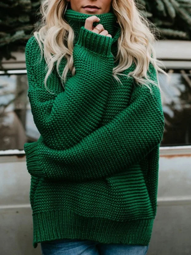 Loose Lady Romance Split Joint Plain Sweater
