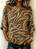 Abstract Graphic Print Crew Neck Casual Loose Top