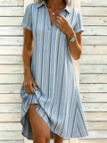 Loose Elegant Shawl Collar Shirt Dress With No