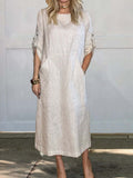 Casual Plain Crew Neck Maxi Dress