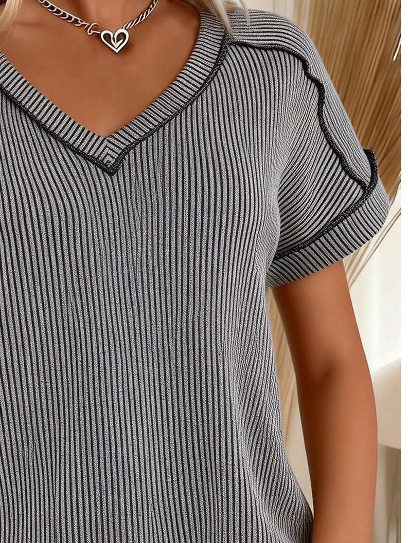 Casual Loose Striped Others T-Shirt