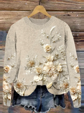 Floral Knitted Printing Casual Sweater