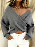 Others Sexy Plain Wool/Knitting Knit Top