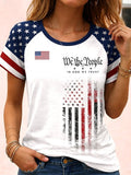 Women's 'We the people' American flag print short-sleeved T-shirt