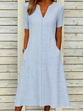 Striped Loose Vintage Dress With No