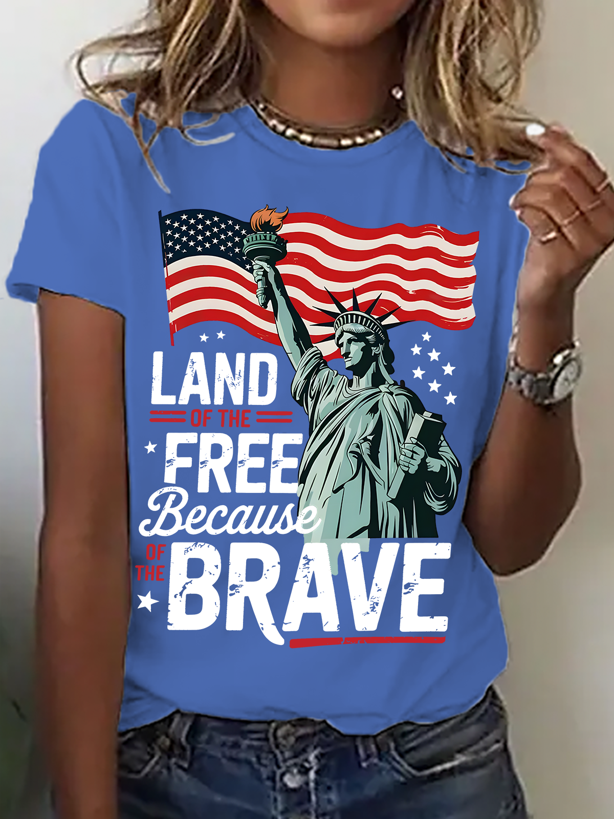 4th Of July Png Land Of The Free Because Of The Brave Cotton T-Shirt