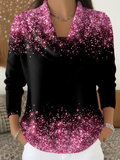 Cowl Neck Casual Regular Fit Abstract Sweater