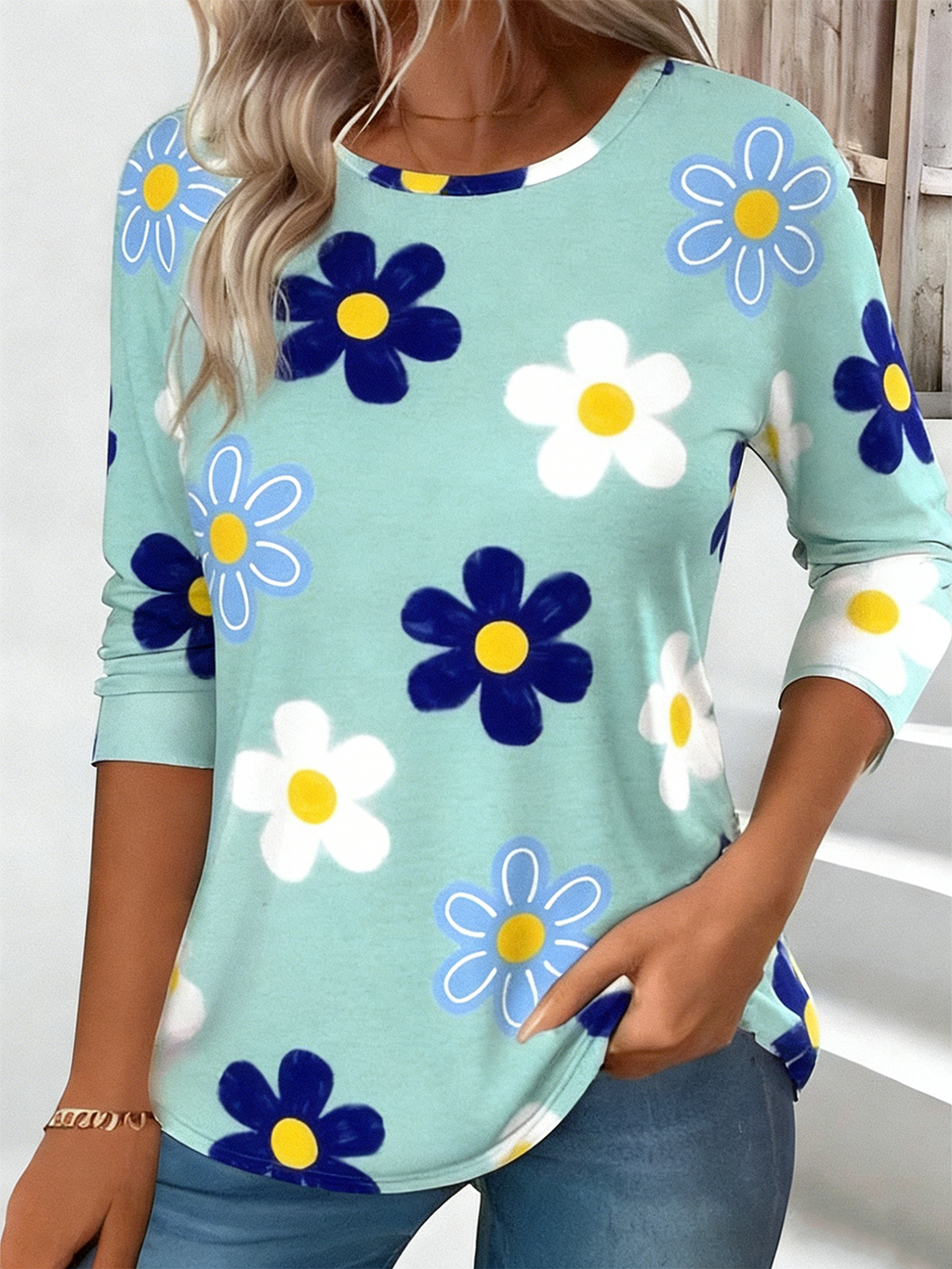 Loose Jersey Casual Crew Neck T-Shirt