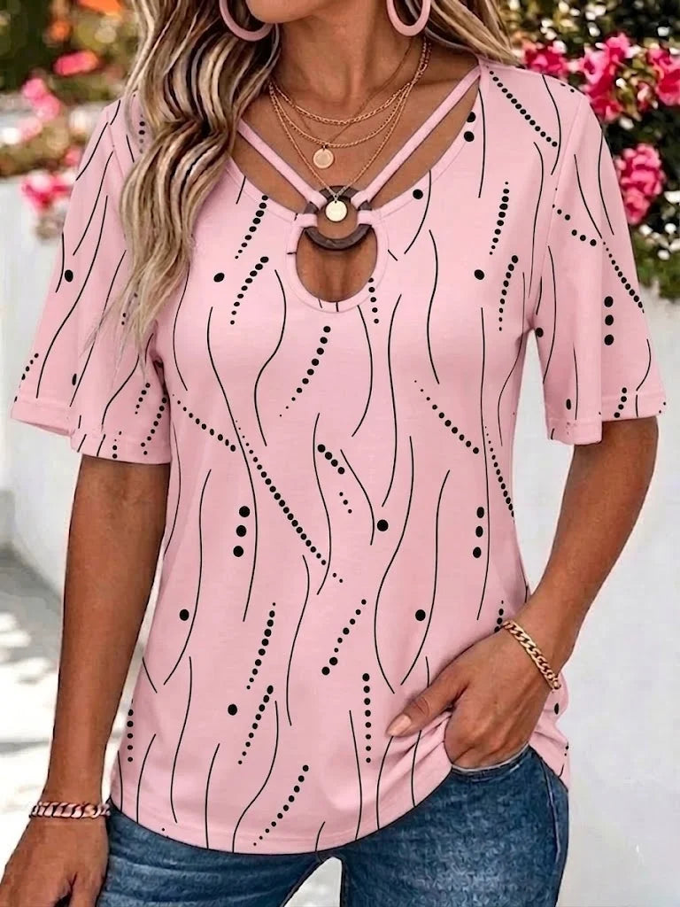 Crew Neck Simple Polka Dots T-Shirt